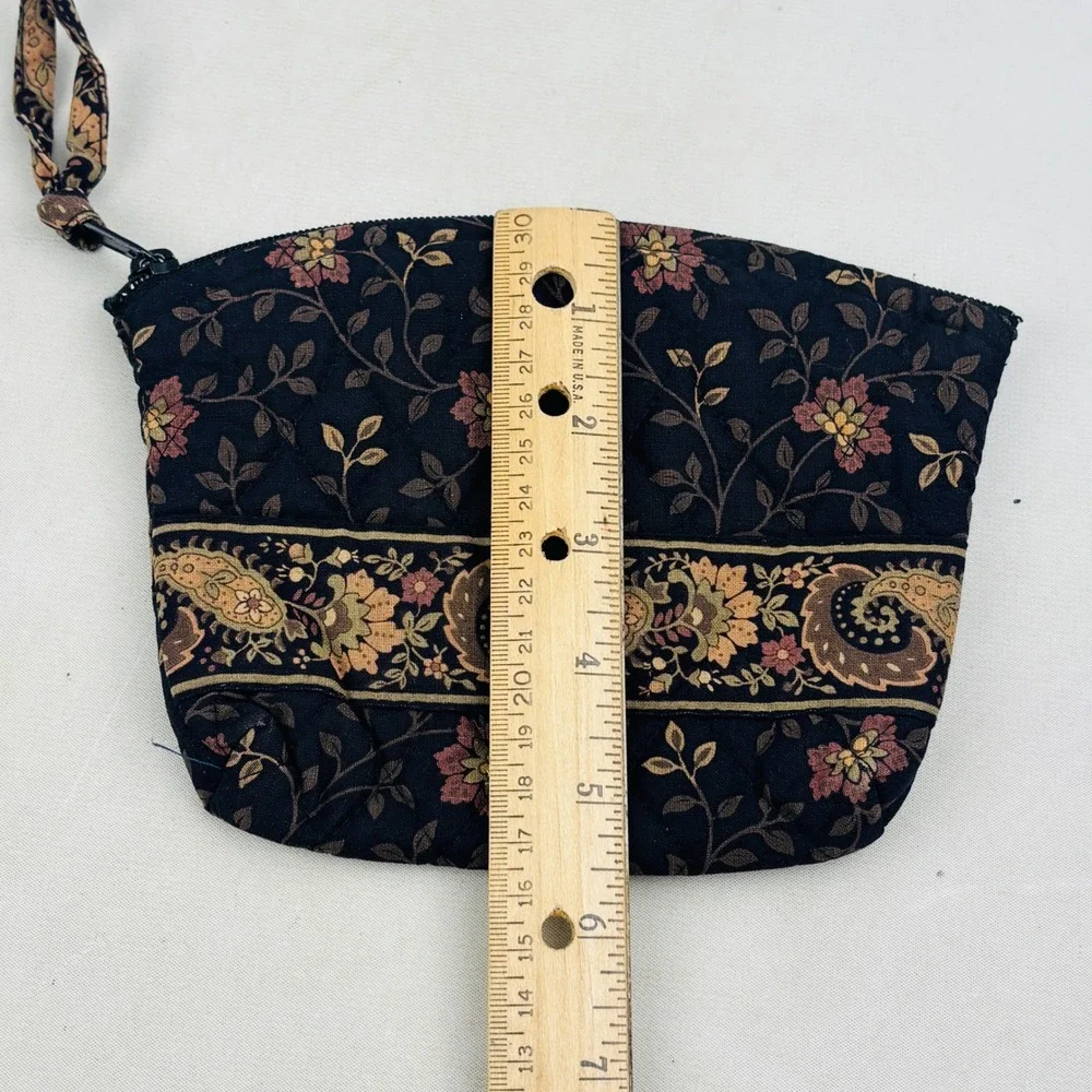 Vintage Vera Bradley Black Walnut Small Cosmetic Bag Zip Top Quilted‎ Cotton USA